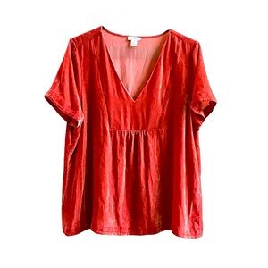Sundance Salmon Velvet V-Neck Blouse